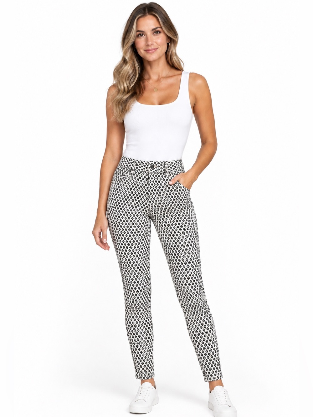 Gap Black & White Geo Print Curvy Skinny Ankle Pants Size 00